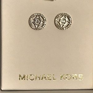 Michael Kors Logo Sterling Silver Stud Earrings